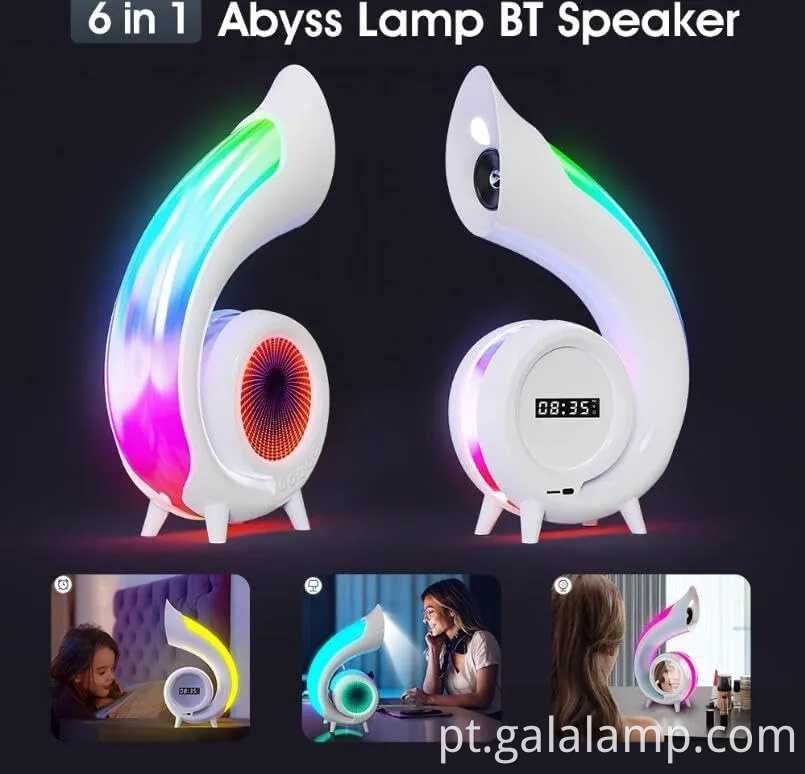 Alto-falante Bluetooth de inspiração vintage com exibição colorida de relógio LED